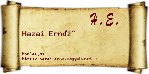 Hazai Ernő névjegykártya